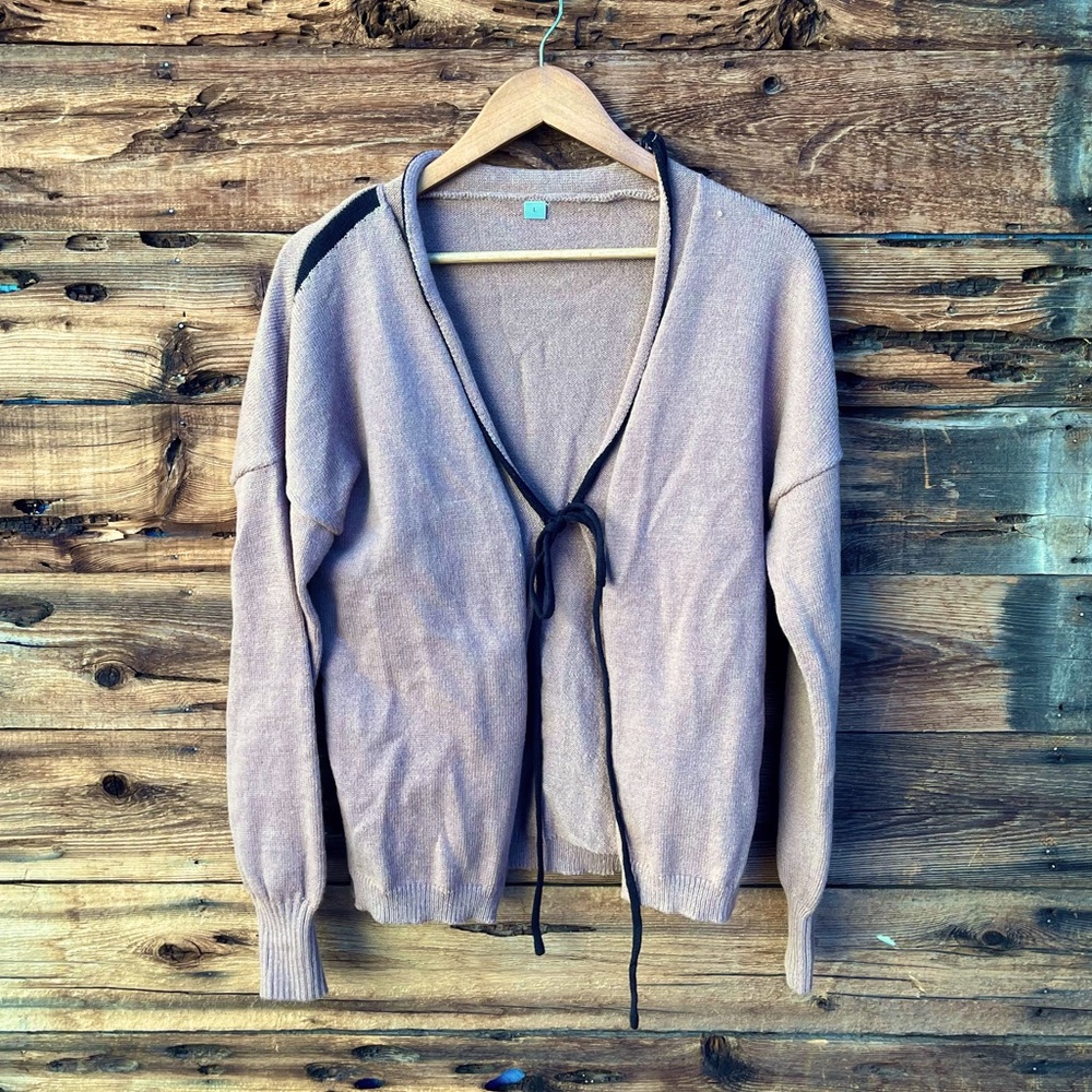 UNBRANDED | Tan Light Brown Black Cardigan L